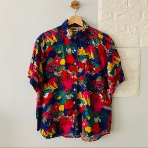 Vintage 80s abstract fruits shirt, M